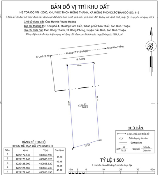 Cần bán gắp 1 thửa đất được quy hoạch lên đất ở (thổ cư) Mặt đường nhựa 715, ra khu du lịch hòa thắng, mặt tiền 15 mét